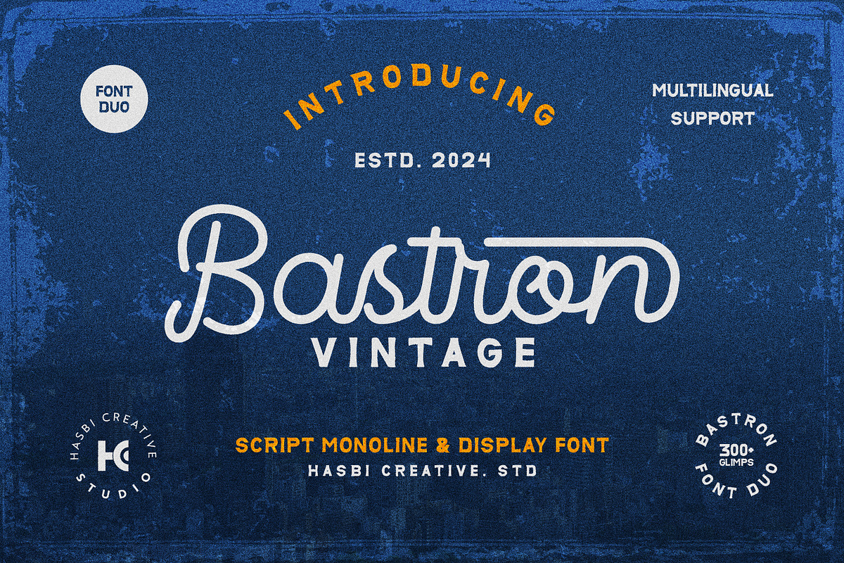 Bastron - Script Monoline, a Script Font by Hasbi Creative (Photo 1 of 12)
