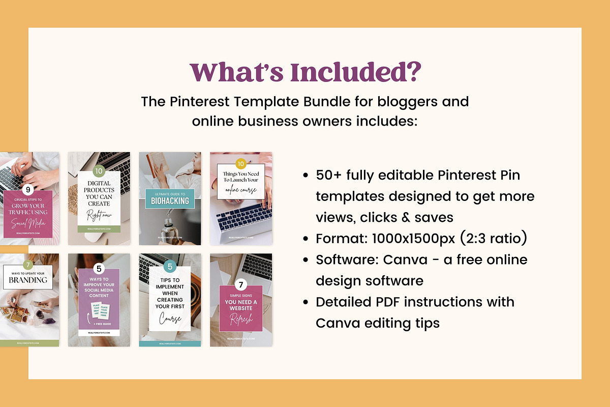 Pinterest Blogger Templates Canva, a Social Media Template by Fallon Gerst (Photo 5 of 7)