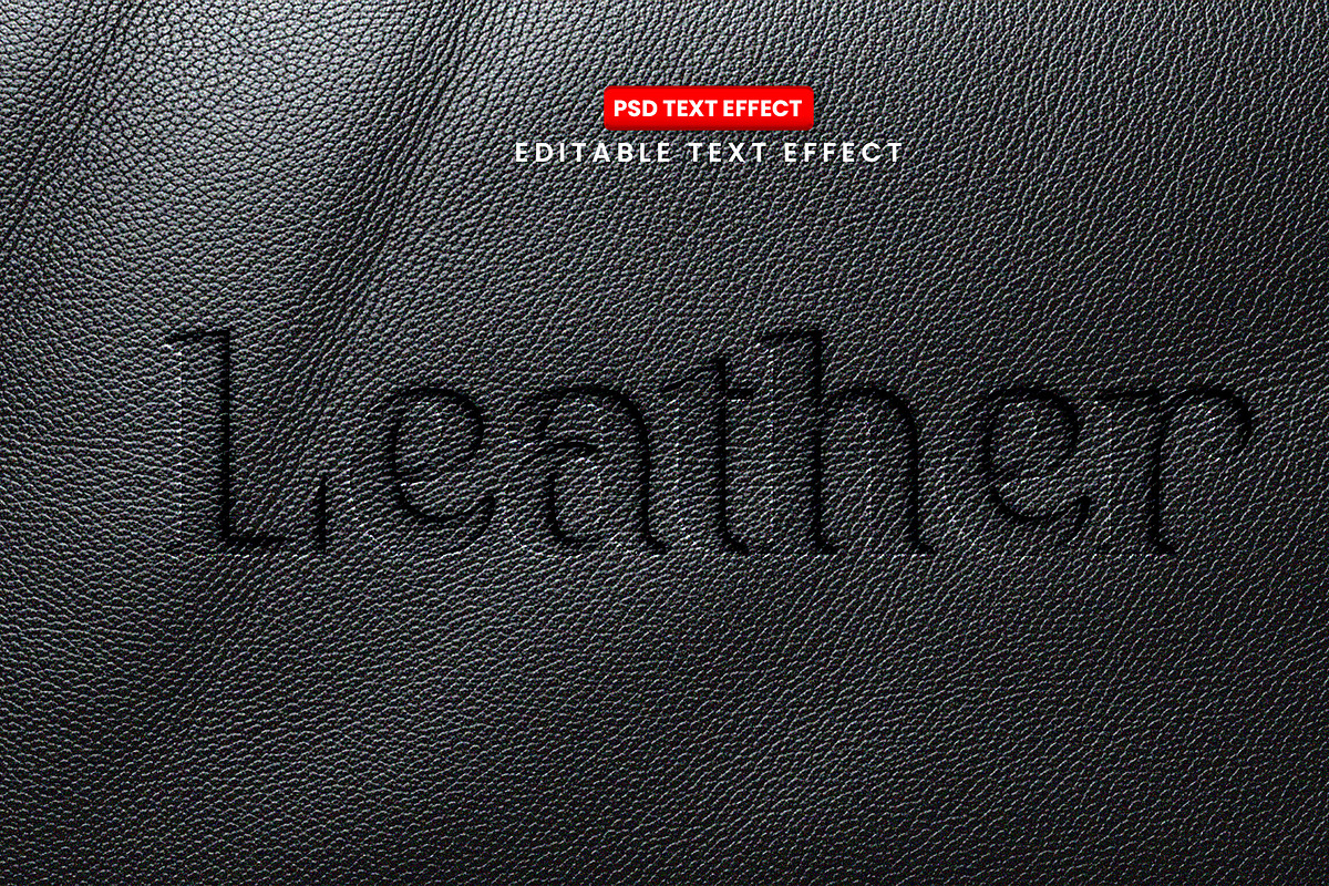 Premium Leather Text Effect One in 4, a Layer Style Add-On by Design Fly (Photo 1 of 4)