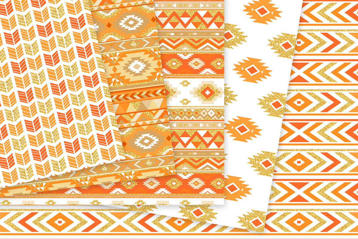 Orange & Gold Boho Seamless Patterns, a Pattern Graphic by Avenie Digital (Photo 3 of 4)