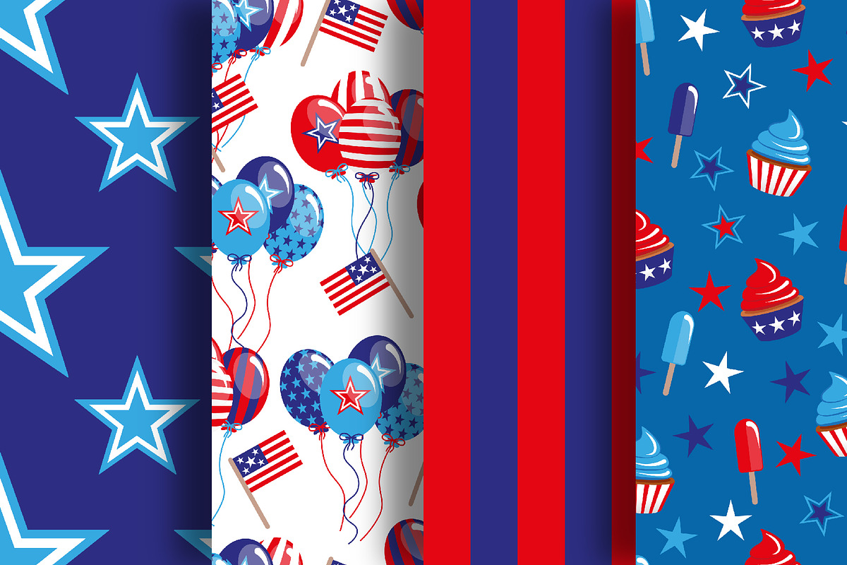 Seamless American Party Patterns, a Pattern Graphic by Iryna Denysova (Photo 9 of 13)