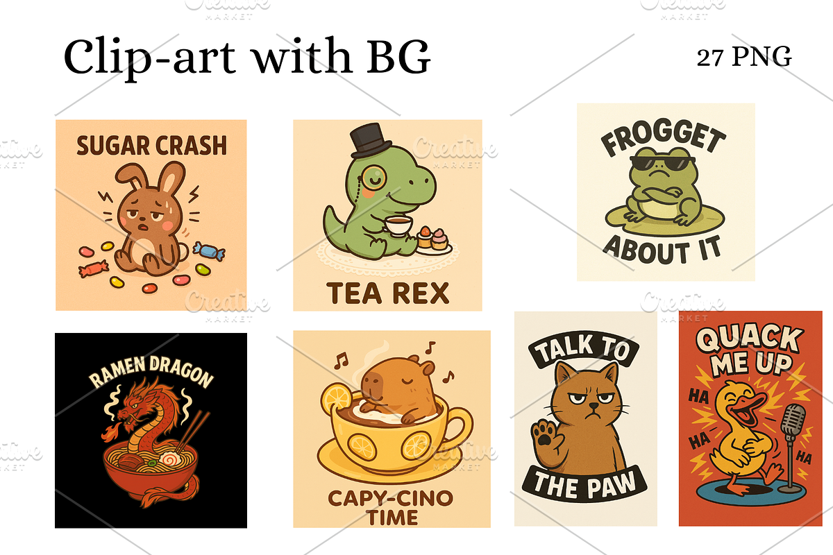 Cute & Funny Animals 40 PNG Clipart, an Animal Illustration by Smillyy Threads (Photo 6 of 8)