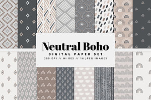 Neutral Boho Pattern Set, a Pattern Graphic by Brandi Lea Designs