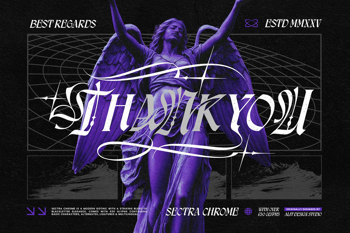 Sectra Chrome Typeface, a Blackletter Font by alit design (Photo 17 of 17)