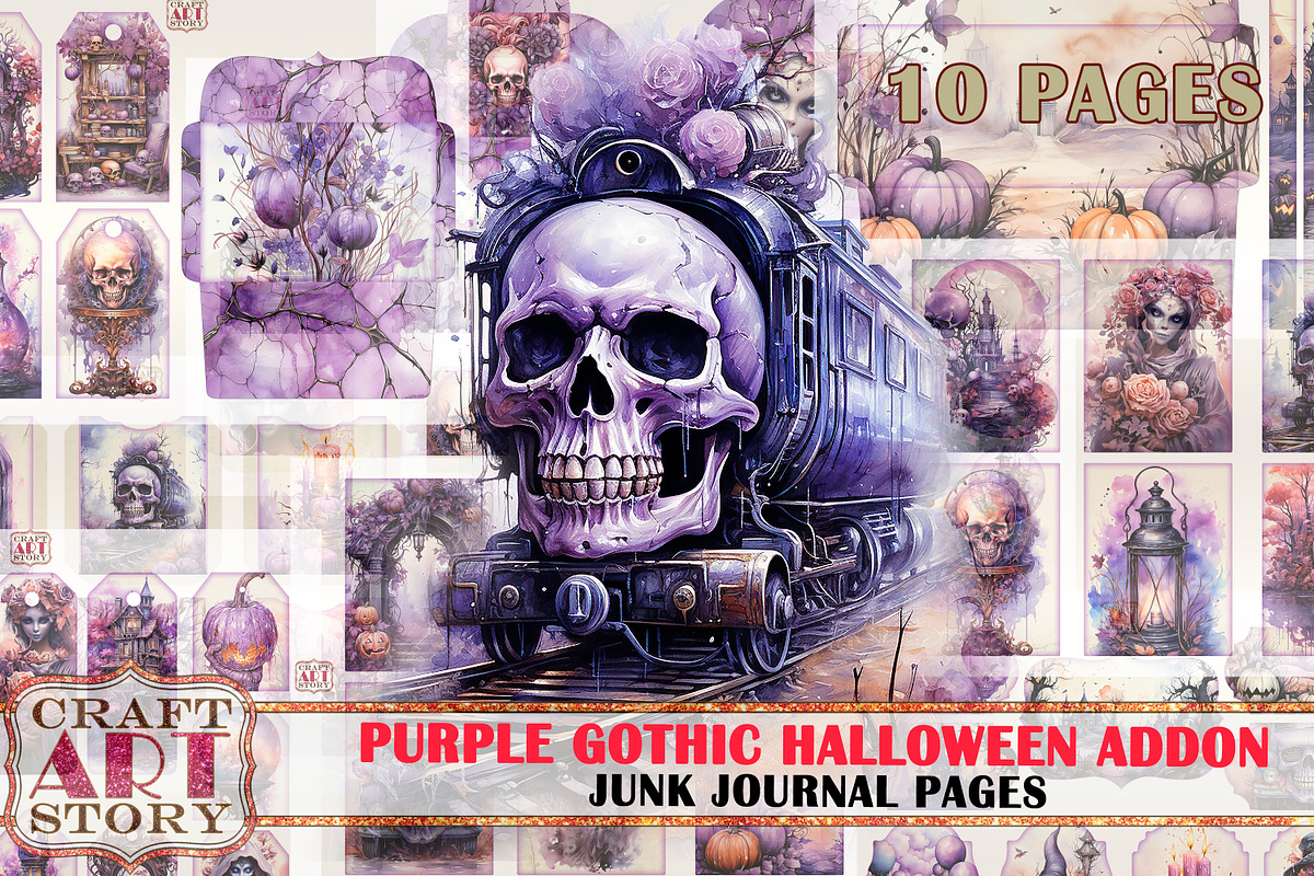 Purple Gothic Halloween ADDON, a Seasonal Illustration by CraftArtStory (Photo 1 of 3)