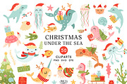Christmas under the sea, an Animal Illustration by JulzaArt (Thumbnail 1 of 6)