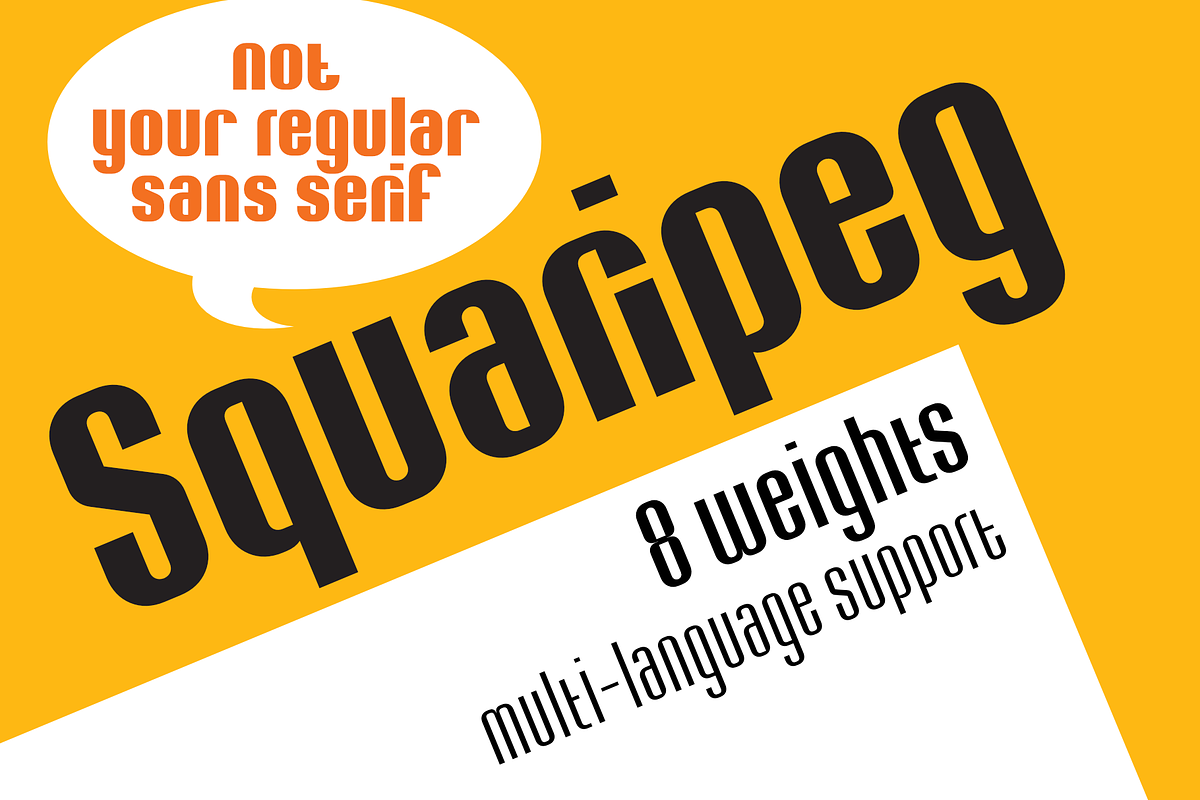 SquariPeg Regular typeface, a Sans Serif Font by Andy Peat