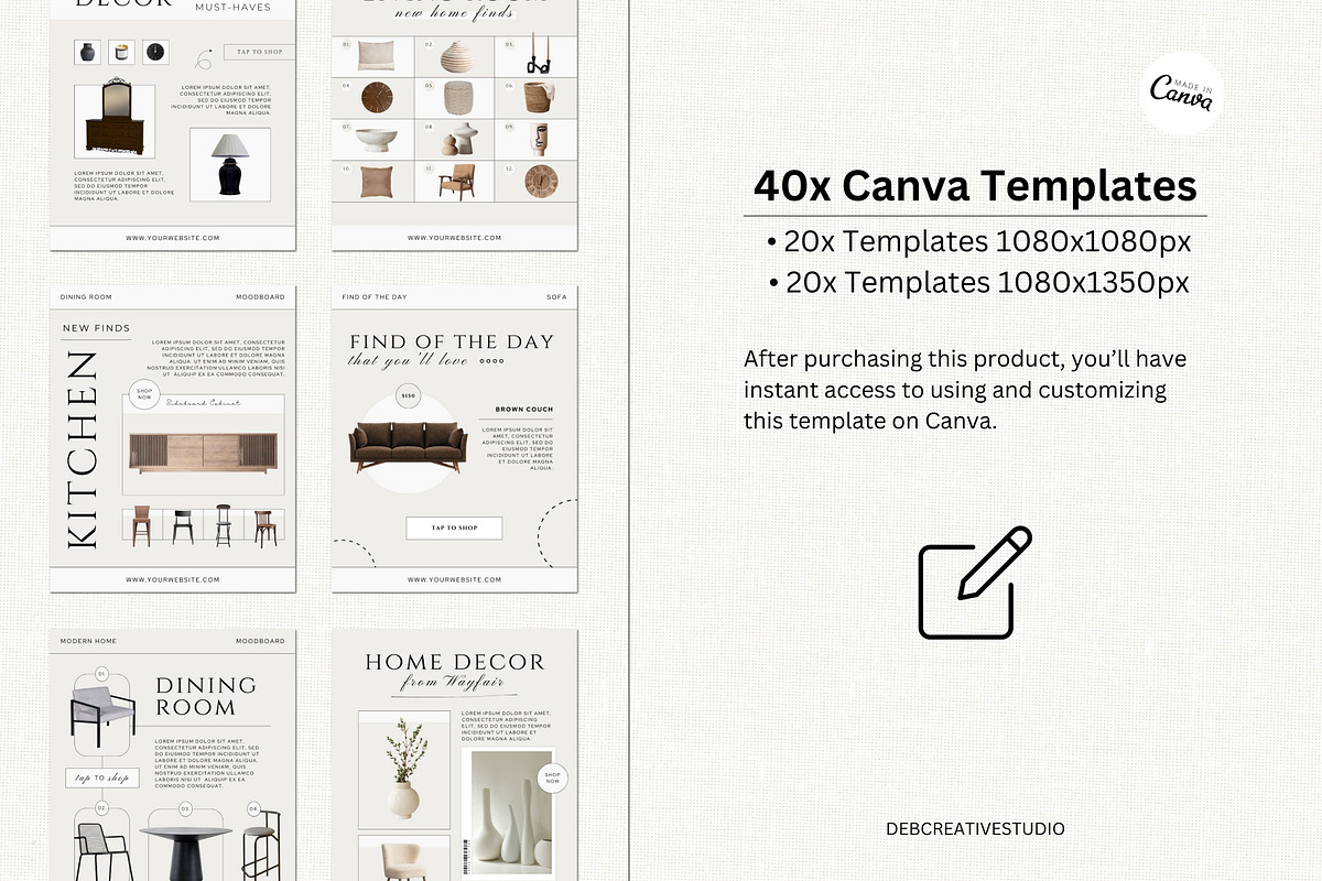 Home Decor LTK Canva Template, a Social Media Template by Deb Creative Studio (Photo 2 of 10)
