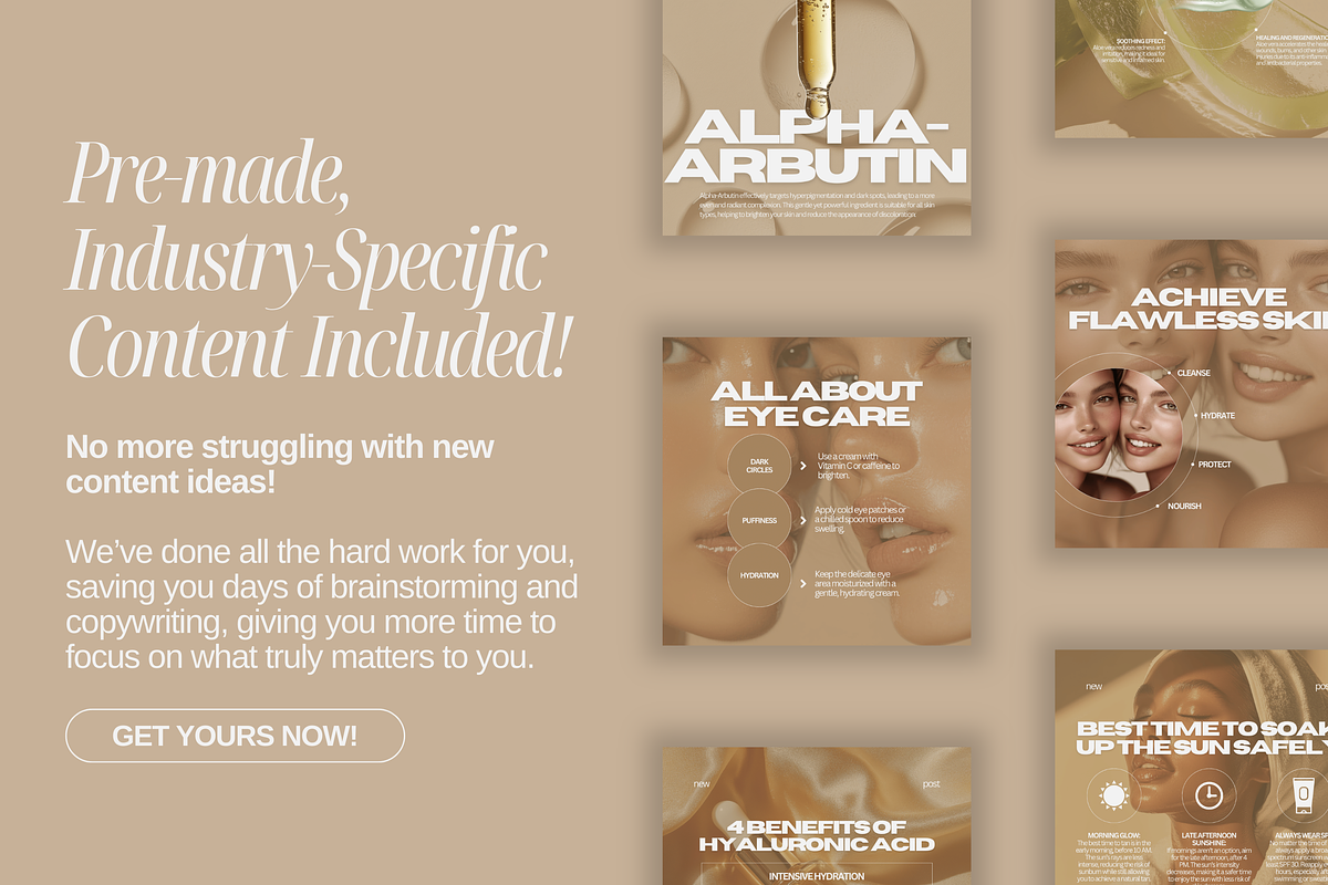 Beige Skin Care Instagram Templates, a Social Media Template by Xenié Creative (Photo 3 of 10)
