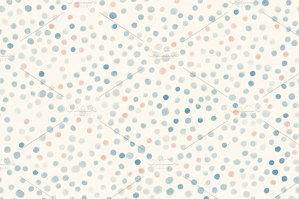 Seamless pattern, hand drawn watercolor dots in blue, light blue, a Pattern Graphic by Studio ANNA
