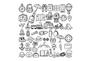 Set of travel outline doodle signs, a Transportation Illustration by Voodz_shop (Thumbnail 1 of 3)