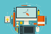 Graphic Designer Flat Workspaces, a Technology Illustration by painterr (Thumbnail 3 of 5)