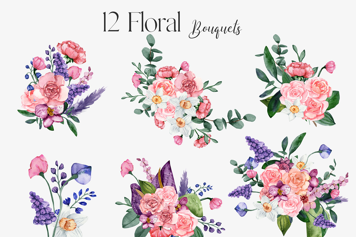 SALE! Florena watercolor floral, a Decorative Illustration by Julia Bogdan (Photo 3 of 10)
