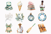 Watercolor Coastal Serenity Clipart, an Illustration by Design Market (Thumbnail 2 of 4)