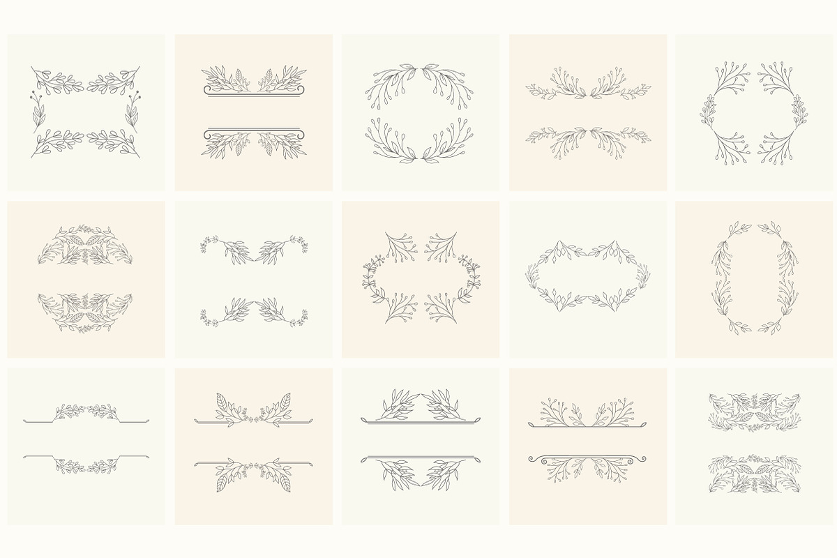 Hand drawn floral frames. Bundle., a Decorative Illustration by Designwork (Photo 15 of 21)