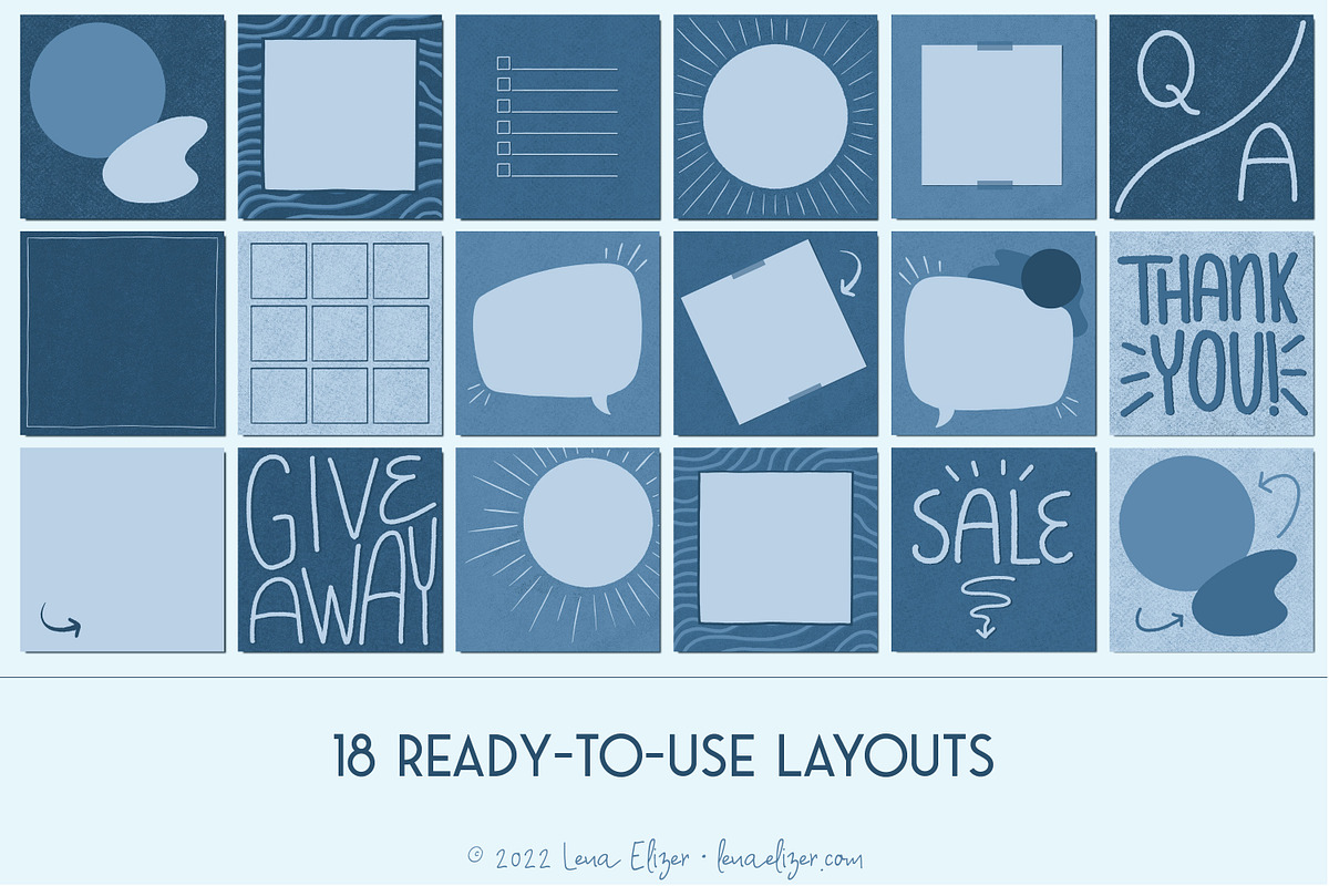 Dusty Blue Instagram Canva Templates, a Social Media Template by Lena Elizer Art + Design (Photo 5 of 6)