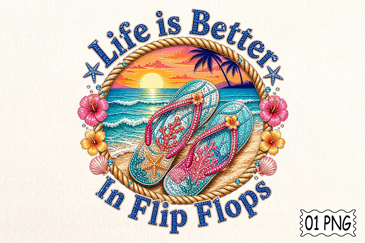 Life Is Better In Flip Flops PNG, a Seasonal Illustration by Pixels.Craft (Photo 1 of 8)