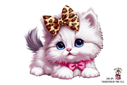 Kitten with Leopard Bow PNG Bundle, a Graphic by Clipart Bloom (Thumbnail 4 of 11)