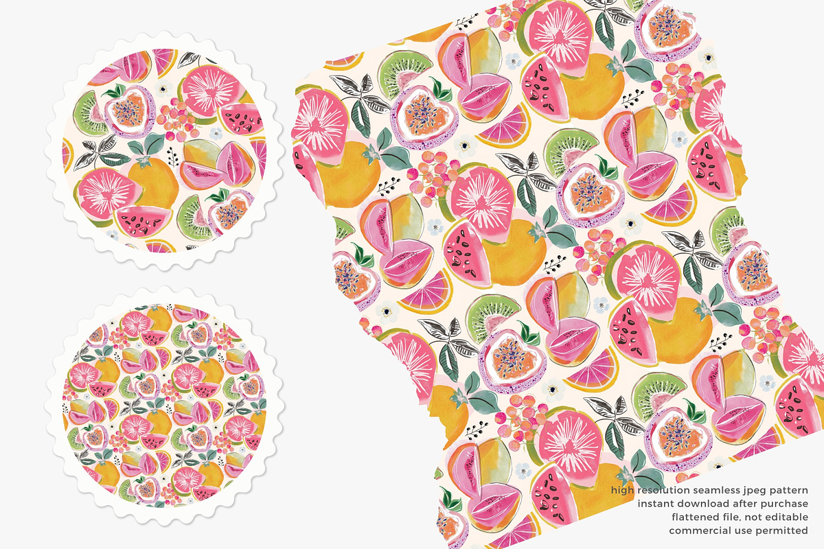 tropical fruit seamless pattern, a Pattern Graphic by Pink Studio Art (Photo 2 of 4)