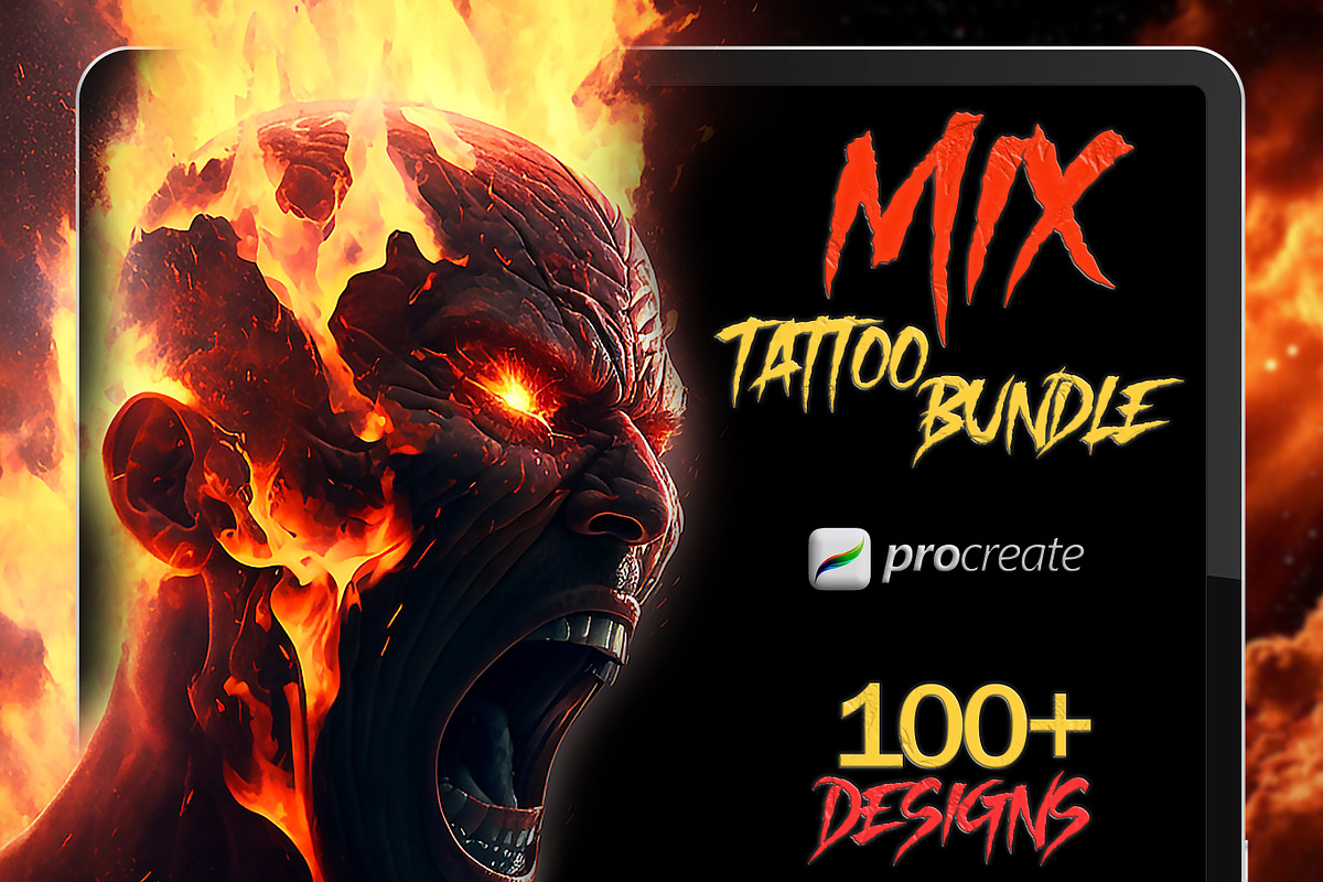 Mixed Procreate tattoo bundle, a Brush Add-On by ProcreateInk (Photo 2 of 6)