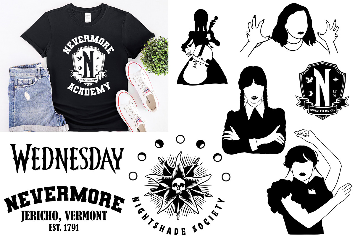Wednesday SVG Bundle, an Illustration by Nagore Rodriguez Design