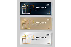 Set of gift vouchers black, gold and
