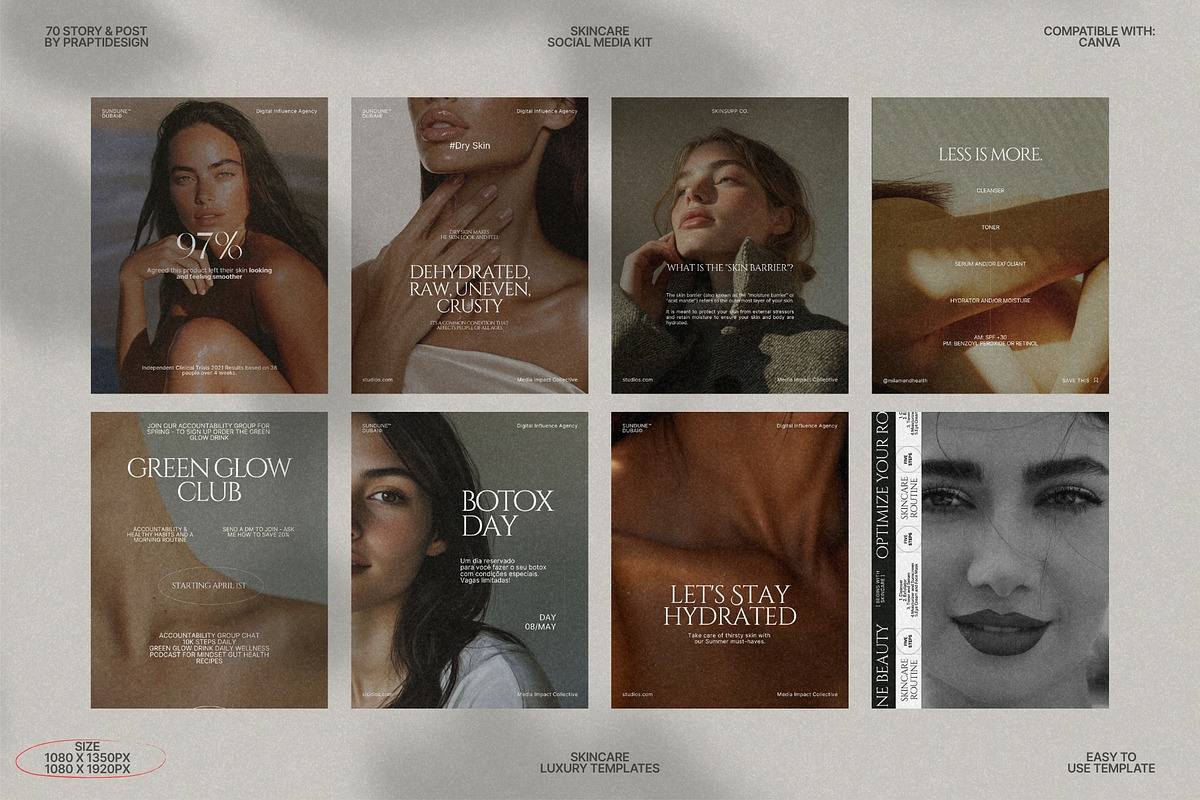 Skincare Canva Story and Post Kit preview 4