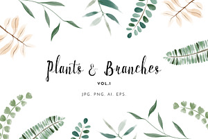 Watercolour Plants & Branches