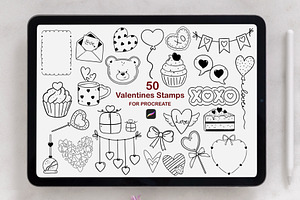 50 Valentine Procreate Stamps