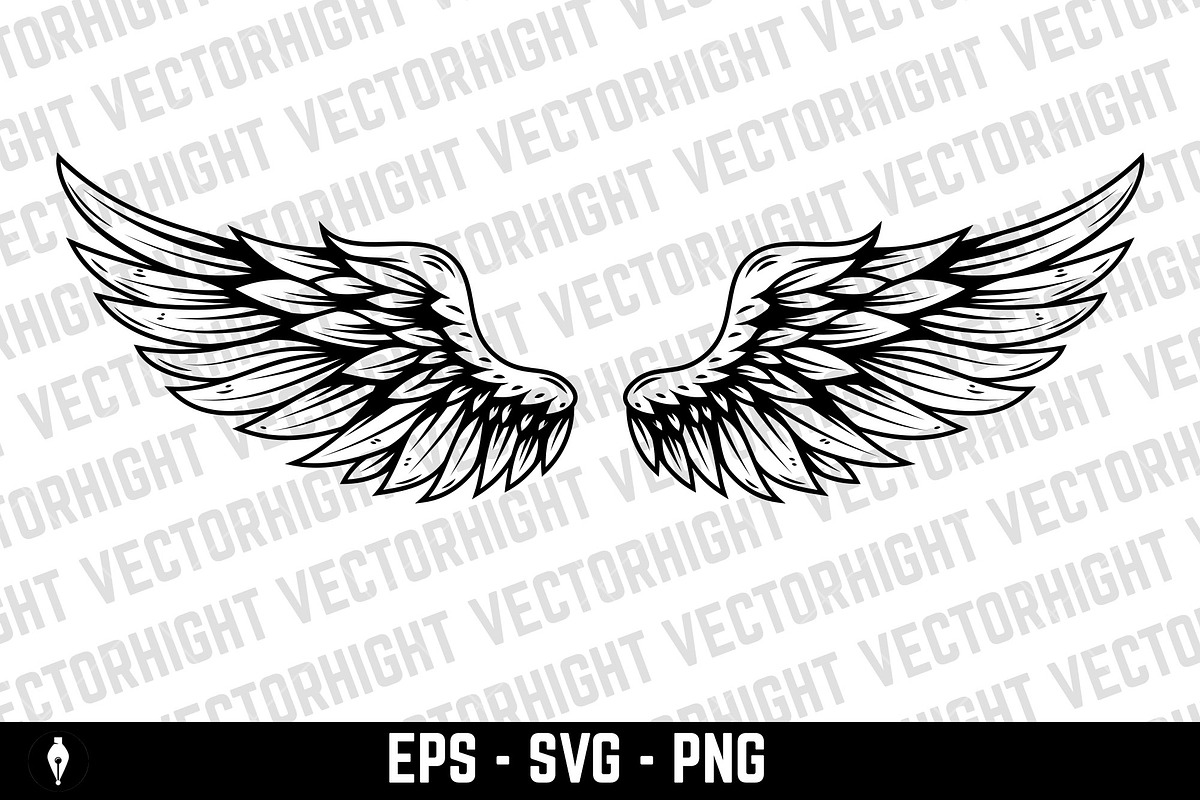 Vintage wings isolated on white BG, an Animal Illustration by Vectorhight