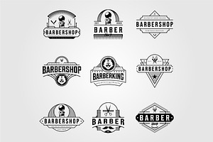 Set Of Barbershop Logo Design