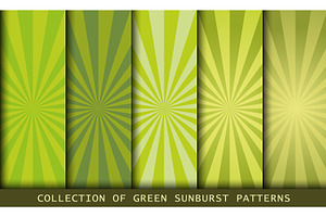 Retro Set Of Vintage Green Sunburst