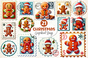 Christmas Gingerbread Postage Stamps, a Work Illustration by Dream Creation (Thumbnail 1 of 4)