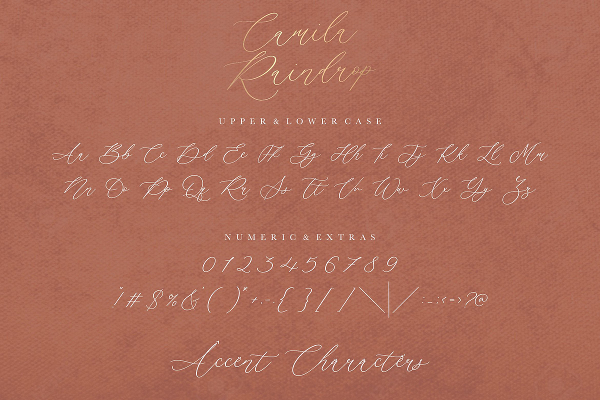 Camila Raindrop - Elegant Font, a Script Font by Letterative Studio (Photo 6 of 7)