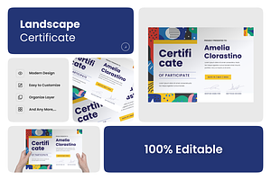 Arthena Landscape Certificate, a Stationery Template by Annora Studio
