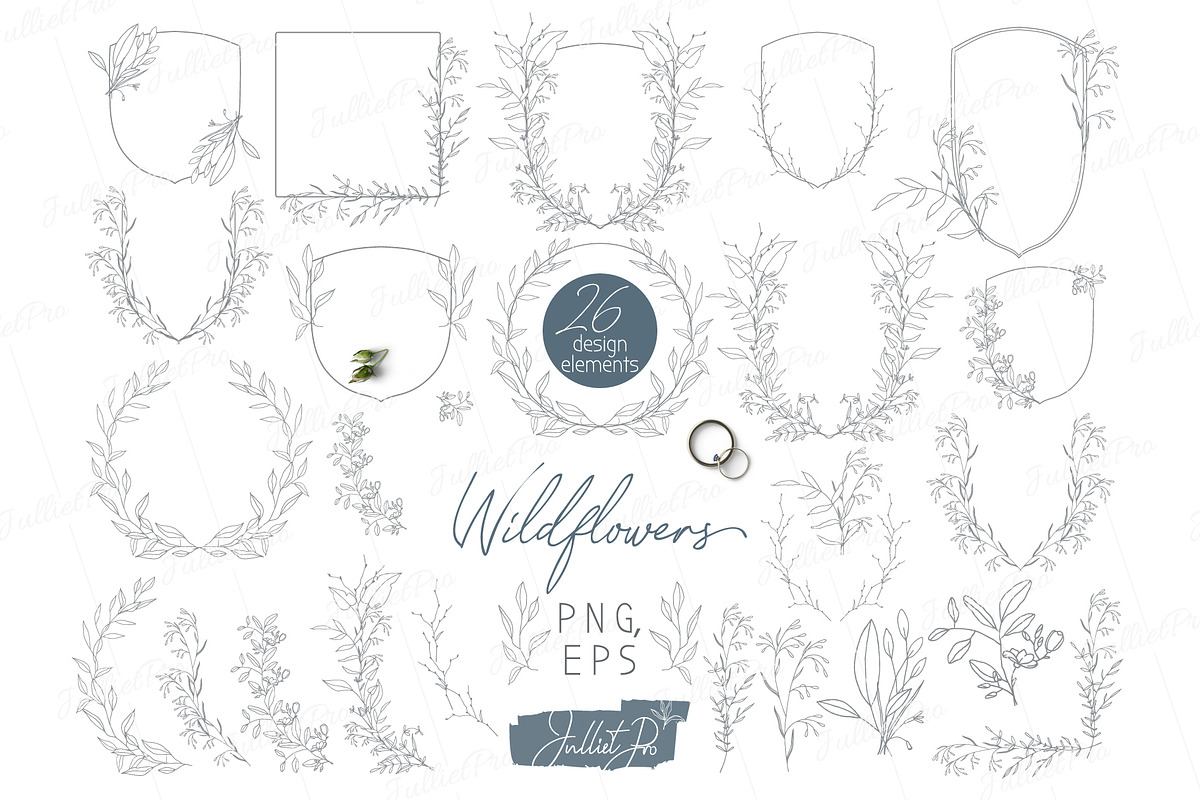 Wildflowers: Wedding clipart, a Decorative Illustration by JuDesign (Photo 1 of 5)