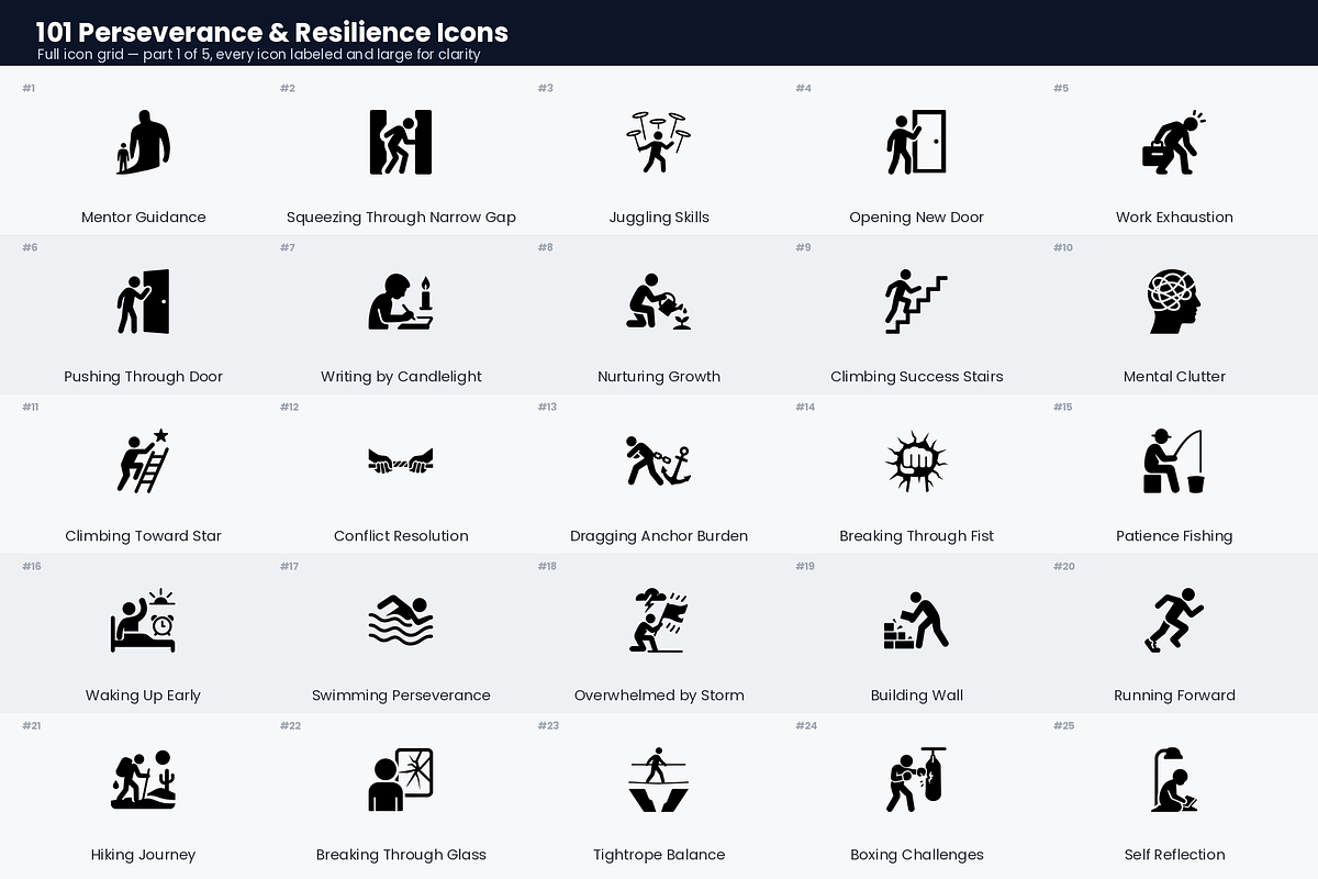 Perseverance & Resilience Icons, a Solid Icon by Symbolic Language (Photo 2 of 7)