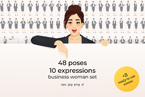 Business Woman Character Pack, a Finance Illustration by Volha Hlinskaya