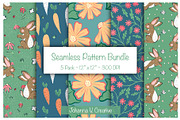 Cute Bunny & Floral Seamless Pattern, an Illustration by Johanna V. Creative (Thumbnail 1 of 7)