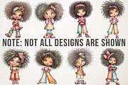 Afro Woman Clipart Bundle, a Person Illustration by RobertsArt (Thumbnail 3 of 6)