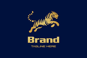 Gold Jumping Tiger Logo, a Branding & Logo Template by funpixel