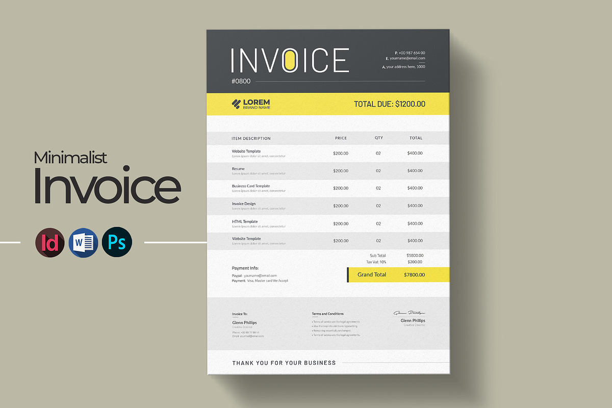 Invoice Template | Word & PSD