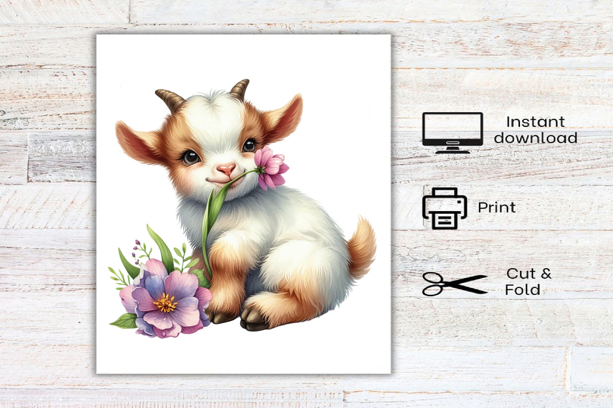 Watercolor Farm Animals Clipart, an Illustration by Canvas Craft (Photo 7 of 7)