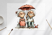 Whimsical Senior Couple Summer PNG, a Seasonal Illustration by Canvas Craft (Thumbnail 8 of 10)