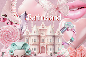 BARBIELAND Pink Graphic Collage Pack