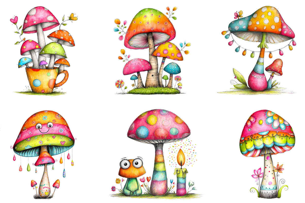 Whimsical Mushroom Clipart Bundle, an Illustration by designcity5 (Photo 2 of 5)