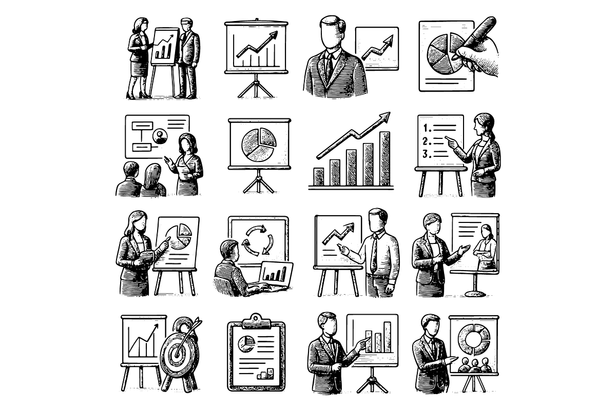 Business Presentation Icons, an Object Graphic by RT Studio