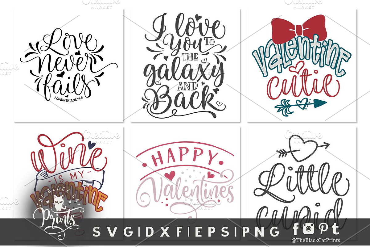 Valentines bundle SVG DXF EPS PNG, an Illustration by TheBlackCatPrints