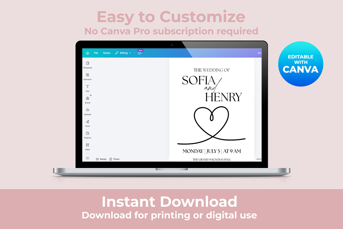 Minimalist Wedding Invitation Canva, an Invitation Template by M9 Design (Photo 4 of 5)