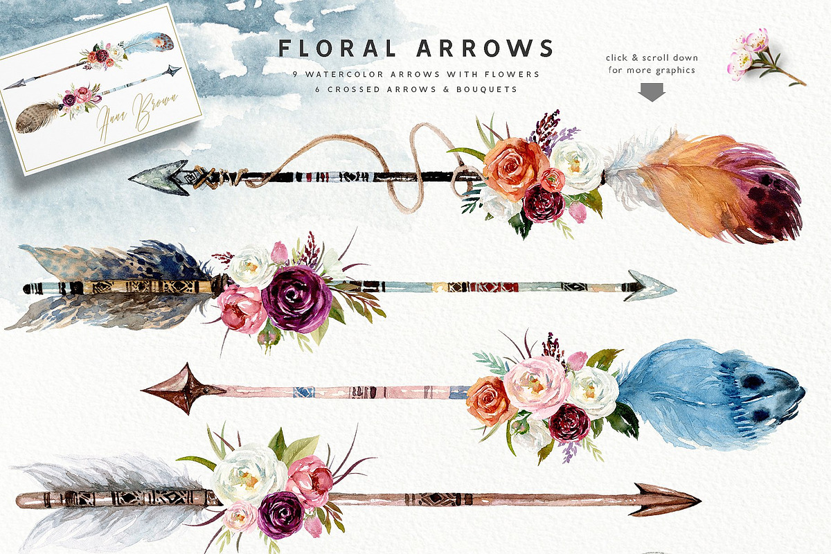 Watercolor Boho Wild Floral Set, a Decorative Illustration by Veris Studio (Photo 8 of 16)